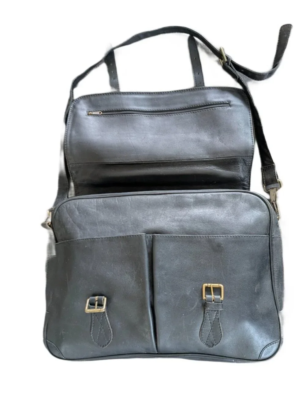 Ellington Black Leather Shoulder Bag/Briefcase - Portland OR adjustable strap